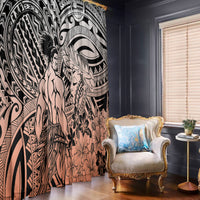 Beauty and The Warrior Polynesian Valentine Window Curtain Hibiscus FLowers Orange Style LT9 - Polynesian Pride
