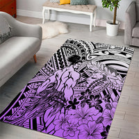 Beauty and The Warrior Polynesian Valentine Area Rug Hibiscus FLowers Purple Style LT9 - Polynesian Pride