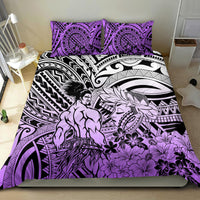 Beauty and The Warrior Polynesian Valentine Bedding Set Hibiscus FLowers Purple Style LT9 - Polynesian Pride