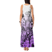 Beauty and The Warrior Polynesian Valentine Tank Maxi Dress Hibiscus FLowers Purple Style LT9 - Polynesian Pride