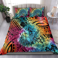 Beauty and The Warrior Polynesian Valentine Bedding Set Hibiscus FLowers Rainbow Style LT9 - Polynesian Pride