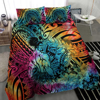 Beauty and The Warrior Polynesian Valentine Bedding Set Hibiscus FLowers Rainbow Style LT9 - Polynesian Pride