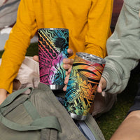 Beauty and The Warrior Polynesian Valentine Tumbler Cup Hibiscus FLowers Rainbow Style