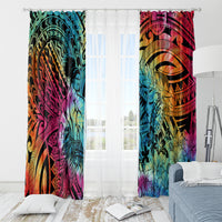 Beauty and The Warrior Polynesian Valentine Window Curtain Hibiscus FLowers Rainbow Style LT9 - Polynesian Pride
