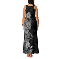Hawaii Tropical Flowers Tribal Pattern Family Matching Tank Maxi Dress and Hawaiian Shirt Black Style LT9 - Polynesian Pride