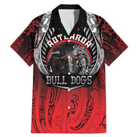 Aotearoa Bulldog Personalised Family Matching Mermaid Dress and Hawaiian Shirt Maori Kowhaiwhai Motif LT9 Dad's Shirt - Short Sleeve Red - Polynesian Pride