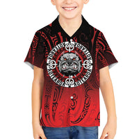 Aotearoa Bulldog Family Matching Long Sleeve Bodycon Dress and Hawaiian Shirt New Zealand Kowhaiwhai Tribal LT9 Son's Shirt Red - Polynesian Pride