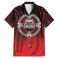 Aotearoa Bulldog Family Matching Mermaid Dress and Hawaiian Shirt New Zealand Kowhaiwhai Tribal LT9 Dad's Shirt - Short Sleeve Red - Polynesian Pride