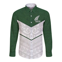 Custom New Zealand Maori Niho Taniwha Long Sleeve Button Shirt