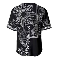 Filipino Sun Tribal Tattoo Baseball Jersey Philippines Inspired Barong Simple Black