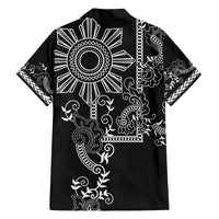 Filipino Sun Tribal Tattoo Family Matching Tank Maxi Dress and Hawaiian Shirt Philippines Inspired Barong Simple Black