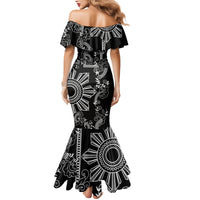 Filipino Sun Tribal Tattoo Mermaid Dress Philippines Inspired Barong Simple Black LT9 - Polynesian Pride
