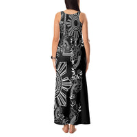 Filipino Sun Tribal Tattoo Tank Maxi Dress Philippines Inspired Barong Simple Black LT9 - Polynesian Pride