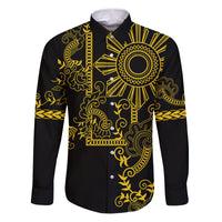 Filipino Sun Tribal Tattoo Family Matching Puletasi and Hawaiian Shirt Philippines Inspired Barong Simple Gold