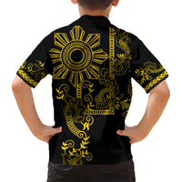 Filipino Sun Tribal Tattoo Kid Hawaiian Shirt Philippines Inspired Barong Simple Gold