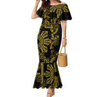 Filipino Sun Tribal Tattoo Mermaid Dress Philippines Inspired Barong Simple Gold LT9 Women Gold - Polynesian Pride