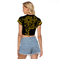 Filipino Sun Tribal Tattoo Raglan Cropped T Shirt Philippines Inspired Barong Simple Gold