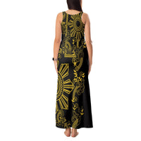 Filipino Sun Tribal Tattoo Tank Maxi Dress Philippines Inspired Barong Simple Gold LT9 - Polynesian Pride