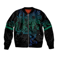 Filipino Sun Tribal Tattoo Bomber Jacket Philippines Inspired Barong Blue Art