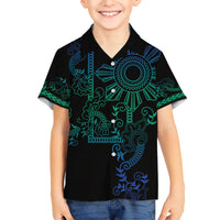 Filipino Sun Tribal Tattoo Hawaiian Shirt Philippines Inspired Barong Blue Art LT9 - Polynesian Pride
