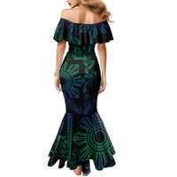 Filipino Sun Tribal Tattoo Mermaid Dress Philippines Inspired Barong Blue Art