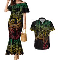Filipino Sun Tribal Tattoo Couples Matching Mermaid Dress and Hawaiian Shirt Philippines Inspired Barong Reggae Art LT9 Reggae - Polynesian Pride