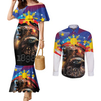 Philippines Lion and Eagle 1898 Couples Matching Mermaid Dress and Long Sleeve Button Shirt Pilipinas Maligayang Araw ng Kalayaan