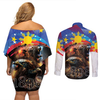 Philippines Lion and Eagle 1898 Couples Matching Off Shoulder Short Dress and Long Sleeve Button Shirt Pilipinas Maligayang Araw ng Kalayaan LT9 - Polynesian Pride