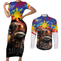 Philippines Lion and Eagle 1898 Couples Matching Short Sleeve Bodycon Dress and Long Sleeve Button Shirt Pilipinas Maligayang Araw ng Kalayaan