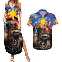 Philippines Lion and Eagle 1898 Couples Matching Summer Maxi Dress and Hawaiian Shirt Pilipinas Maligayang Araw ng Kalayaan LT9 Black - Polynesian Pride