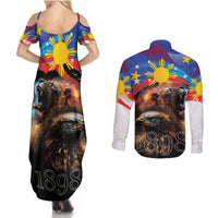 Philippines Lion and Eagle 1898 Couples Matching Summer Maxi Dress and Long Sleeve Button Shirt Pilipinas Maligayang Araw ng Kalayaan LT9 - Polynesian Pride