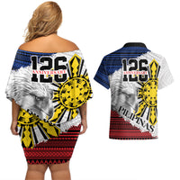 Philippines 126th Independence Day Couples Matching Off Shoulder Short Dress and Hawaiian Shirt Pilipinas Hunyo 12 Maligayang Araw ng Kalayaan LT9 - Polynesian Pride