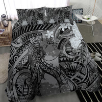 Pacific Beauty Girl Bedding Set Black Polyneisan Tribal Vintage Motif