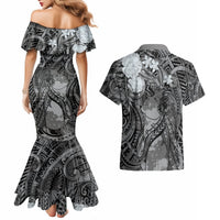 Pacific Beauty Girl Couples Matching Mermaid Dress and Hawaiian Shirt Black Polyneisan Tribal Vintage Motif LT9 - Polynesian Pride