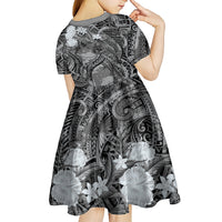 Pacific Beauty Girl Kid Short Sleeve Dress Black Polyneisan Tribal Vintage Motif
