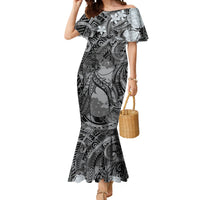 Pacific Beauty Girl Mermaid Dress Black Polyneisan Tribal Vintage Motif LT9 Women Black - Polynesian Pride