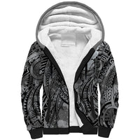Pacific Beauty Girl Sherpa Hoodie Black Polyneisan Tribal Vintage Motif