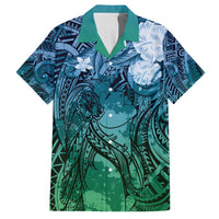 Pacific Beauty Girl Hawaiian Shirt Blue Polyneisan Tribal Vintage Motif LT9 Blue - Polynesian Pride