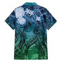 Pacific Beauty Girl Hawaiian Shirt Blue Polyneisan Tribal Vintage Motif LT9 - Polynesian Pride