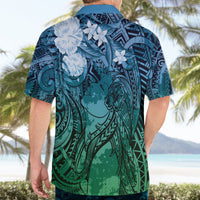 Pacific Beauty Girl Hawaiian Shirt Blue Polyneisan Tribal Vintage Motif LT9 - Polynesian Pride