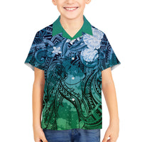 Pacific Beauty Girl Hawaiian Shirt Blue Polyneisan Tribal Vintage Motif LT9 - Polynesian Pride