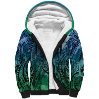 Pacific Beauty Girl Sherpa Hoodie Blue Polyneisan Tribal Vintage Motif LT9 Unisex Blue - Polynesian Pride
