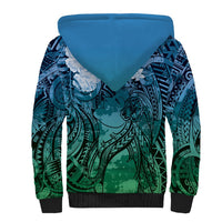 Pacific Beauty Girl Sherpa Hoodie Blue Polyneisan Tribal Vintage Motif LT9 - Polynesian Pride