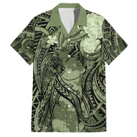 Pacific Beauty Girl Hawaiian Shirt Green Polyneisan Tribal Vintage Motif LT9 Green - Polynesian Pride
