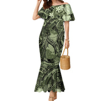 Pacific Beauty Girl Mermaid Dress Green Polyneisan Tribal Vintage Motif LT9 Women Green - Polynesian Pride