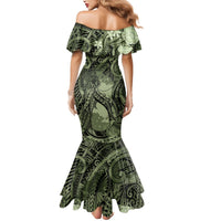 Pacific Beauty Girl Mermaid Dress Green Polyneisan Tribal Vintage Motif LT9 - Polynesian Pride