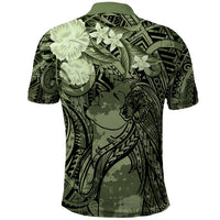 Pacific Beauty Girl Polo Shirt Green Polyneisan Tribal Vintage Motif