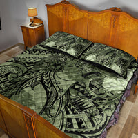 Pacific Beauty Girl Quilt Bed Set Green Polyneisan Tribal Vintage Motif LT9 - Polynesian Pride