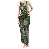 Pacific Beauty Girl Tank Maxi Dress Green Polyneisan Tribal Vintage Motif LT9 Women Green - Polynesian Pride