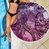 Pacific Beauty Girl Beach Blanket Pink Polyneisan Tribal Vintage Motif